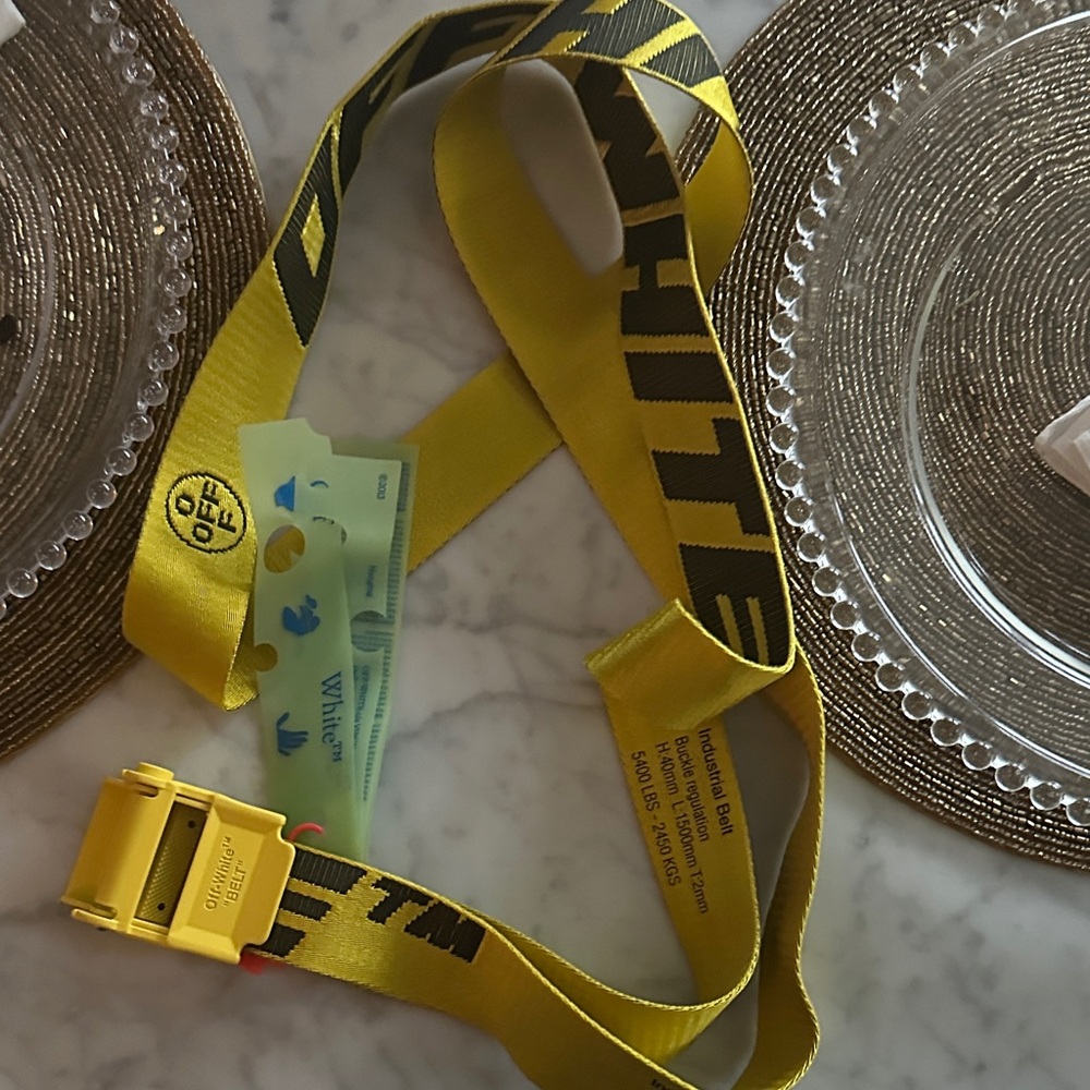 Off-White Yellow Strap with Black Text